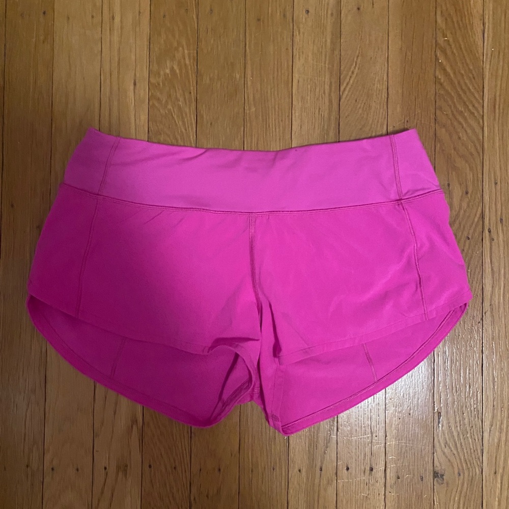 lululemon pink speed up shorts size 4 regular!